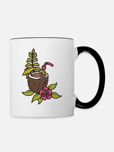 Kokosnuss - Tasse zweifarbig - Weiß/Schwarz