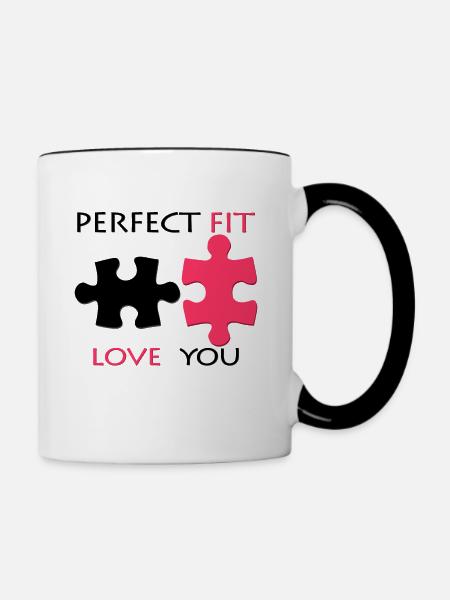 Love You - Tasse zweifarbig - Weiß/Schwarz