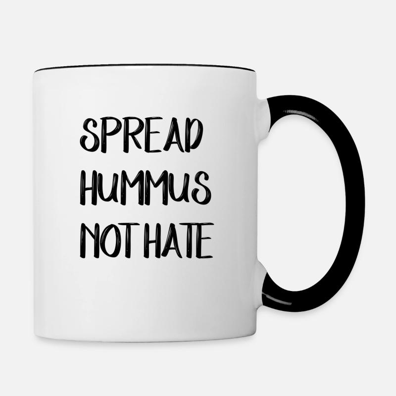 SPREAD HUMMUS NOT HATE - Contrasting Mug - white/black