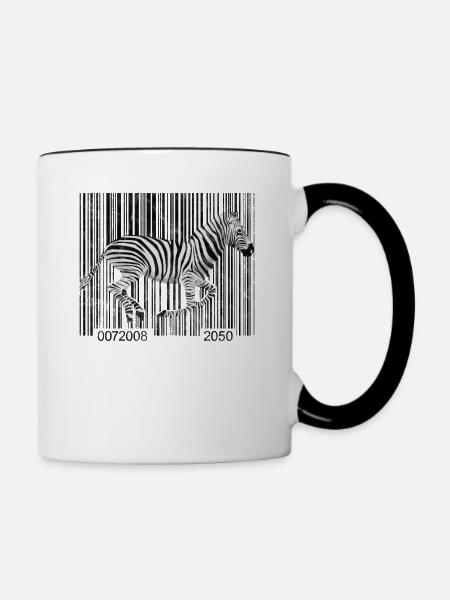 Zebra-Barcode-laufende Grafik - Tasse zweifarbig - Weiß/Schwarz