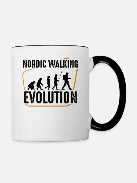 Nordic Walking - Tasse zweifarbig - Weiß/Schwarz