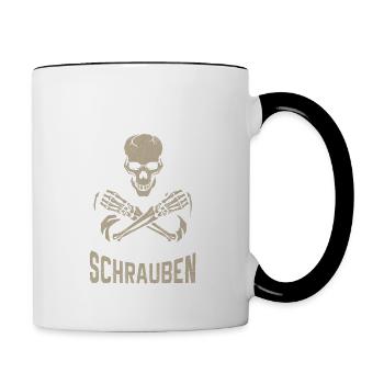 Der tut nichts skull Moped KFZ Werkstatt Geschenk - Tasse zweifarbig - Weiß/Schwarz - Rechts