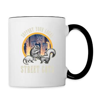 Straßenkatzen-Geschenk, stützen Ihre lokale Straßenkatze - Tasse zweifarbig - Weiß/Schwarz - Rechts