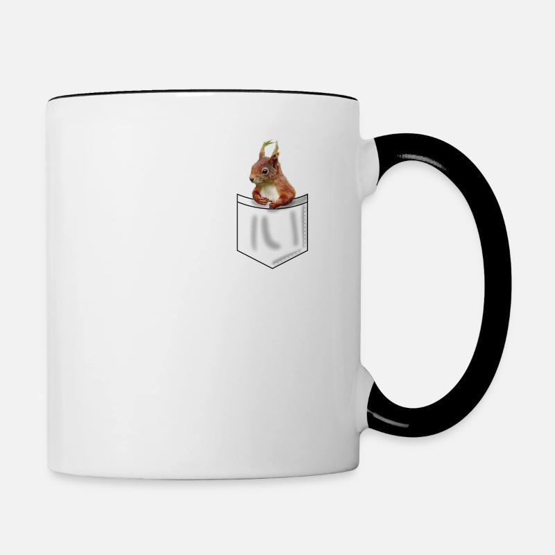Eichhörnchen in der Tasche Süß - Tasse zweifarbig - Weiß/Schwarz