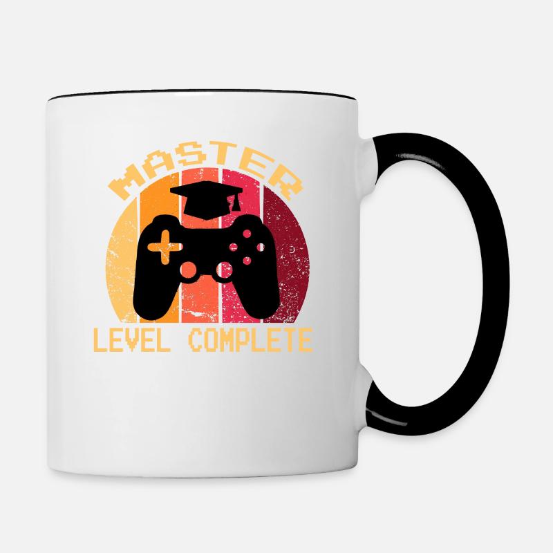 Master Level Complete Abschluss - Tasse zweifarbig - Weiß/Schwarz