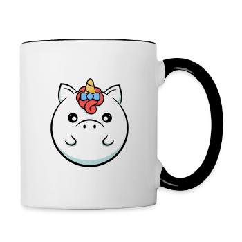 Rundes Einhorn Einhorn das letzte Einhorngeschenk - Tasse zweifarbig - Weiß/Schwarz - Rechts