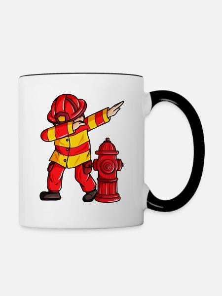 Dabbing Feuerwehrmann Lustig Feuerwehr - Tasse zweifarbig - Weiß/Schwarz