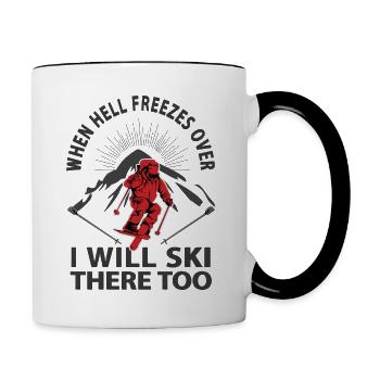 Hell skiing funny - Contrasting Mug - white/black - Right
