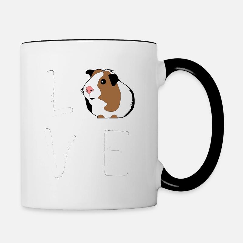 Cadeau cochon d'Inde Amour anniversaire cochon d'Inde - Mug contrasté - blanc/noir