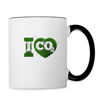 I Love co2 Klimawandel Leugner - Tasse zweifarbig - Weiß/Schwarz - Rechts