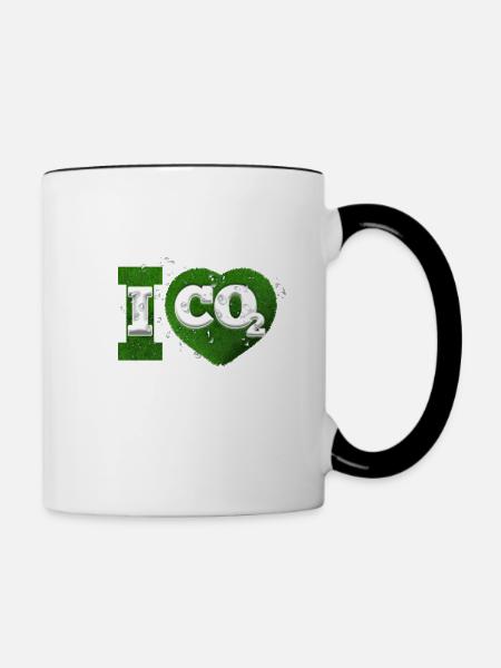I Love co2 Klimawandel Leugner - Tasse zweifarbig - Weiß/Schwarz