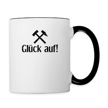Glück auf | Ruhrgebiet, Ruhrpott, Zeche, Bergbau - Tasse zweifarbig - Weiß/Schwarz - Rechts