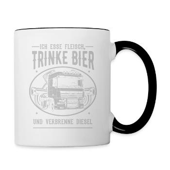 Lastwagen LKW Spedition Geschenk · Verbrenne - Tasse zweifarbig - Weiß/Schwarz - Rechts