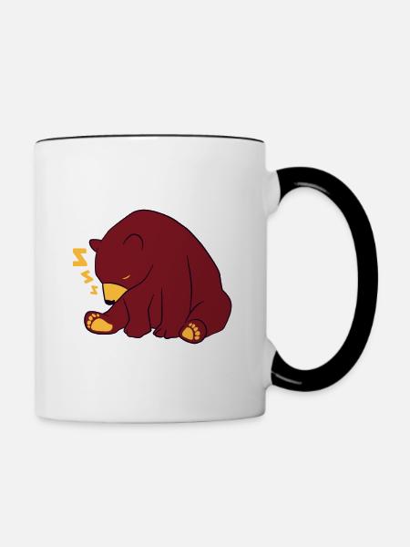 Schlafender Bär - Tasse zweifarbig - Weiß/Schwarz
