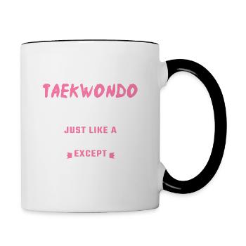Taekwondo Girl Funny Taekwondo Gift Ideas Kick - Contrasting Mug - white/black - Right