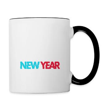 Cheerful Happy New Year Illustration - Mug contrasté - blanc/noir - Droite