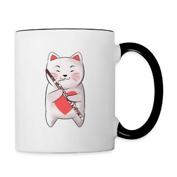 Cat Playing Bassoon Orchestra Woodwind Instrument - Tasse zweifarbig - Weiß/Schwarz - Rechts