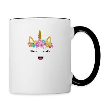 Dent de licorne dentiste dent fée cadeau première dent - Mug contrasté - blanc/noir - Droite