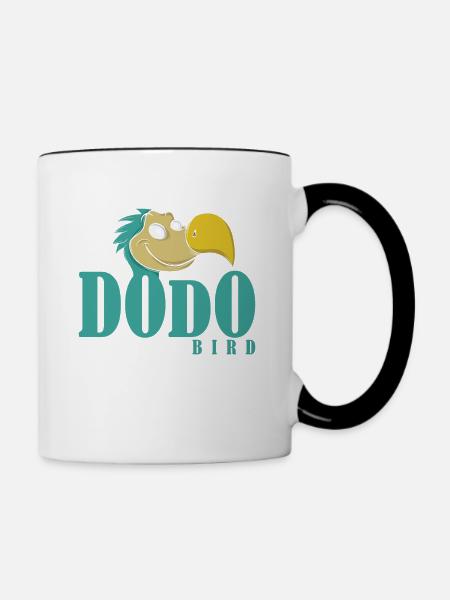 Dodo Schrift mit Dodokopf - Tasse zweifarbig - Weiß/Schwarz