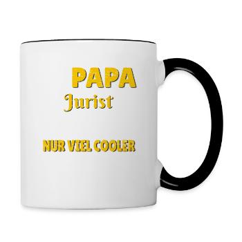 Papa Geschenk Geburt Jurist Rechtsanwalt Spruch - Tasse zweifarbig - Weiß/Schwarz - Rechts