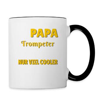 Papa Geschenk zur Geburt Geschenkidee Trompete - Tasse zweifarbig - Weiß/Schwarz - Rechts