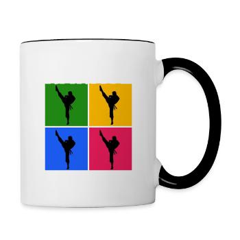 Karate Shirt Geschenkidee Karate-Kämpfer Trainer - Tasse zweifarbig - Weiß/Schwarz - Rechts