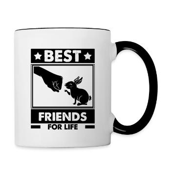 Beste Freunde fürs Leben Kaninchen Hasen Spruch - Tasse zweifarbig - Weiß/Schwarz - Rechts