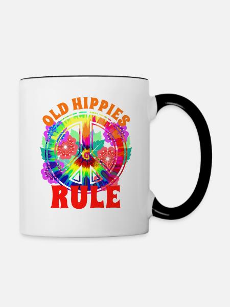 Peacezeichen Hippie Blumen - Tasse zweifarbig - Weiß/Schwarz
