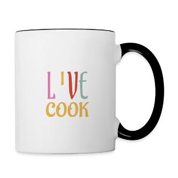 Cooking love and life gift chef - Contrasting Mug - white/black - Right