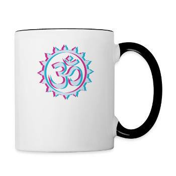 Goa Om Psytrance Rave Techno Trippy EDM Festival - Mug contrasté - blanc/noir - Droite