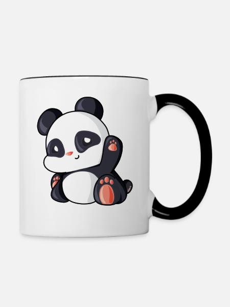 Süßer Panda Geschenk Idee Pandabär - Tasse zweifarbig - Weiß/Schwarz