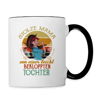 Stolze Mama Mutter Tochter Eltern - Tasse zweifarbig - Weiß/Schwarz - Rechts