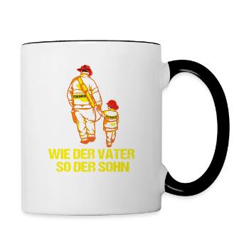 Wie der Vater so der Sohn Feuerwehr Papa - Tasse zweifarbig - Weiß/Schwarz - Rechts