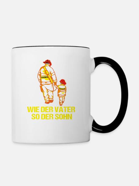 Wie der Vater so der Sohn Feuerwehr Papa - Tasse zweifarbig - Weiß/Schwarz