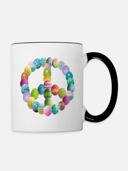 Peacezeichen Osterei - Tasse zweifarbig - Weiß/Schwarz