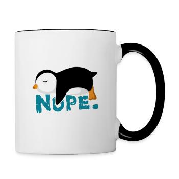 Nope Penguin Zookeeper Penguin propriétaire cadeau - Mug contrasté - blanc/noir - Droite