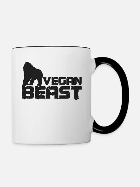 Veganes Biest Stark - Tasse zweifarbig - Weiß/Schwarz