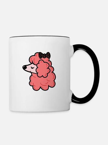 Pudel mit Schleife - Tasse zweifarbig - Weiß/Schwarz