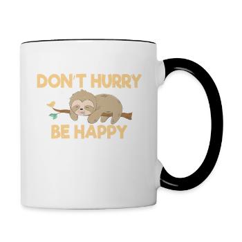 Ne vous dépêchez pas d'être heureux paresseux endormi paresseux - Mug contrasté - blanc/noir - Droite