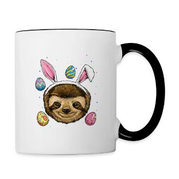 Easter Bunny Sloth Easter Sloth Sloth Lazy Cute Sl - Tasse zweifarbig - Weiß/Schwarz - Rechts