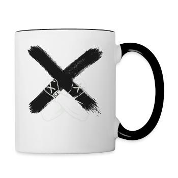 Straight Edge Vegan, gegen Drogen, Punk - Tasse zweifarbig - Weiß/Schwarz - Rechts