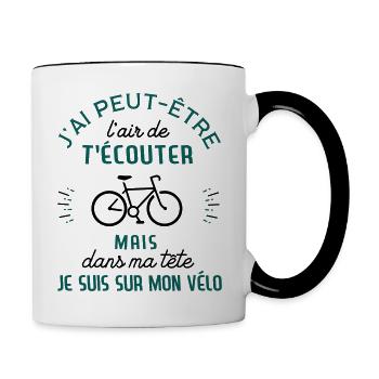 dans me tete velo - Mug contrasté - blanc/noir - Droite