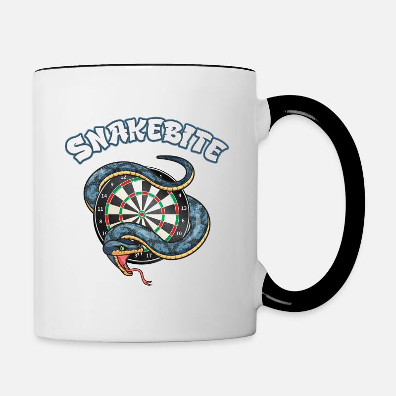 Darts Snakebite Dartboard Snake - Contrasting Mug - white/black
