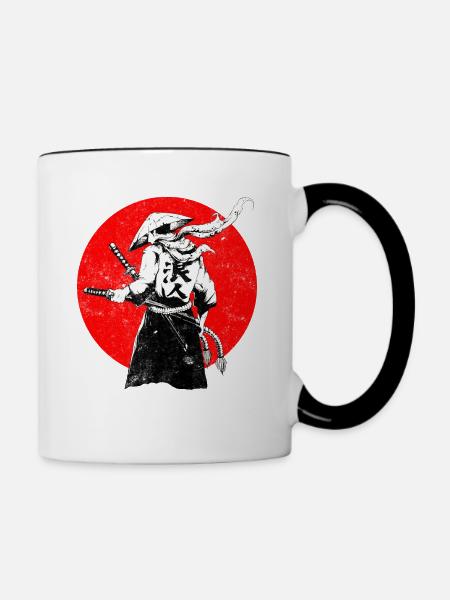 Samurai japanischer Krieger - Tasse zweifarbig - Weiß/Schwarz
