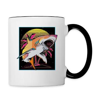 Vaporwave Hai Retro 80s 90s Japanese Otaku Art - Contrasting Mug - white/black - Right
