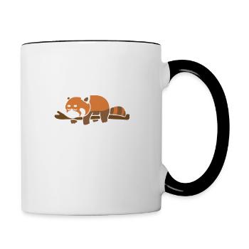 Der Wille War Da Faul Roter Panda - Tasse zweifarbig - Weiß/Schwarz - Rechts