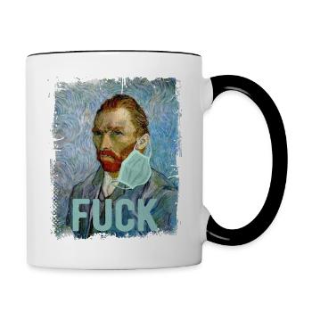 VAN GOGH mask funny imp gift artist - Contrasting Mug - white/black - Right