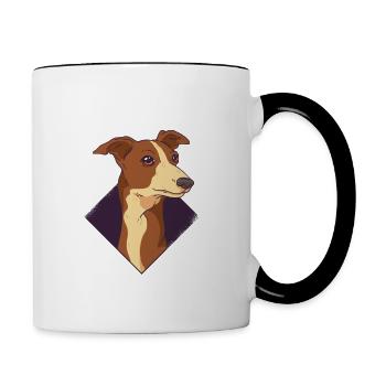 Hunde Hundeliebhaber Windhund Podenco Hunderasse - Tasse zweifarbig - Weiß/Schwarz - Rechts