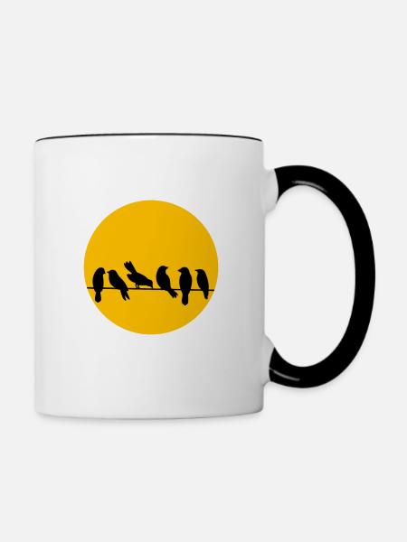 Vögel auf der Leitung - Tasse zweifarbig - Weiß/Schwarz