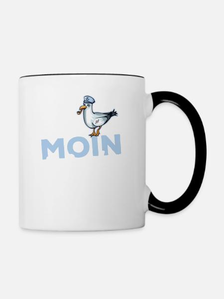 Moin Ihr Spacken witziges Norddeutsches Geschenk - Tasse zweifarbig - Weiß/Schwarz
